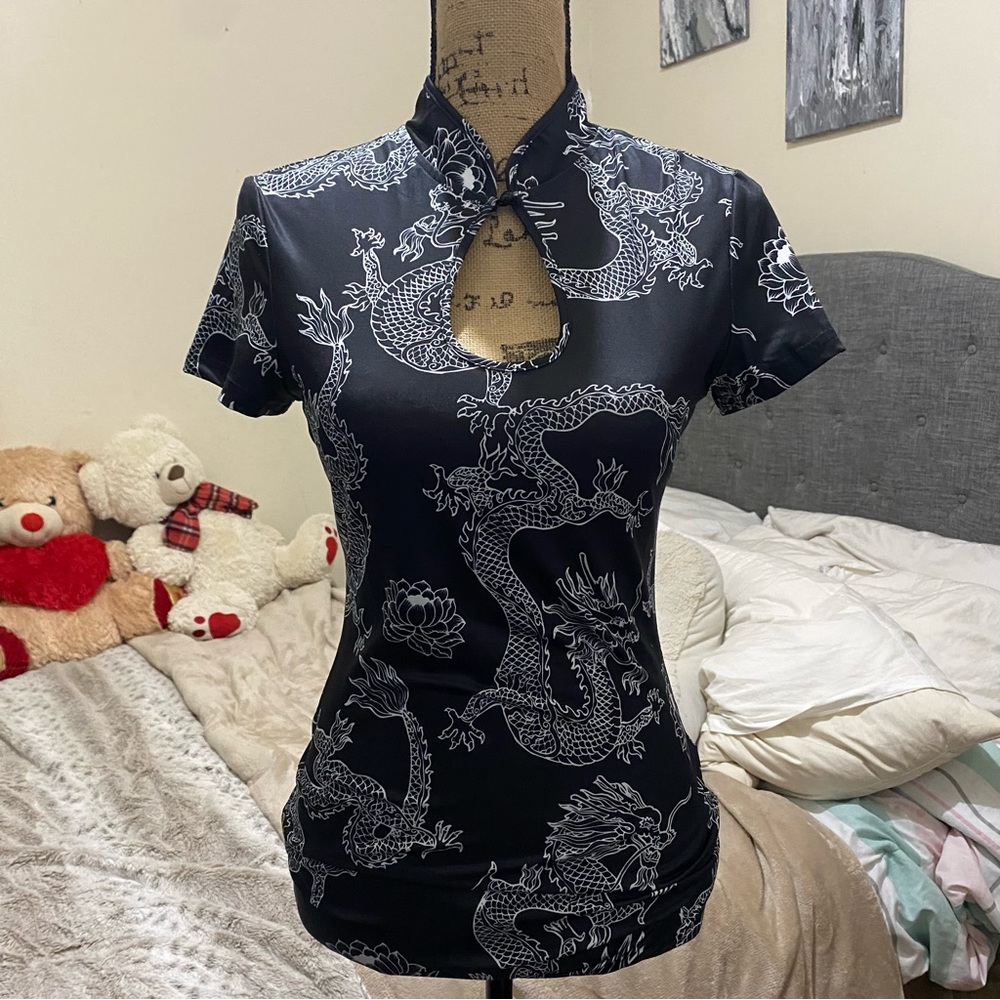 Black qipao dress